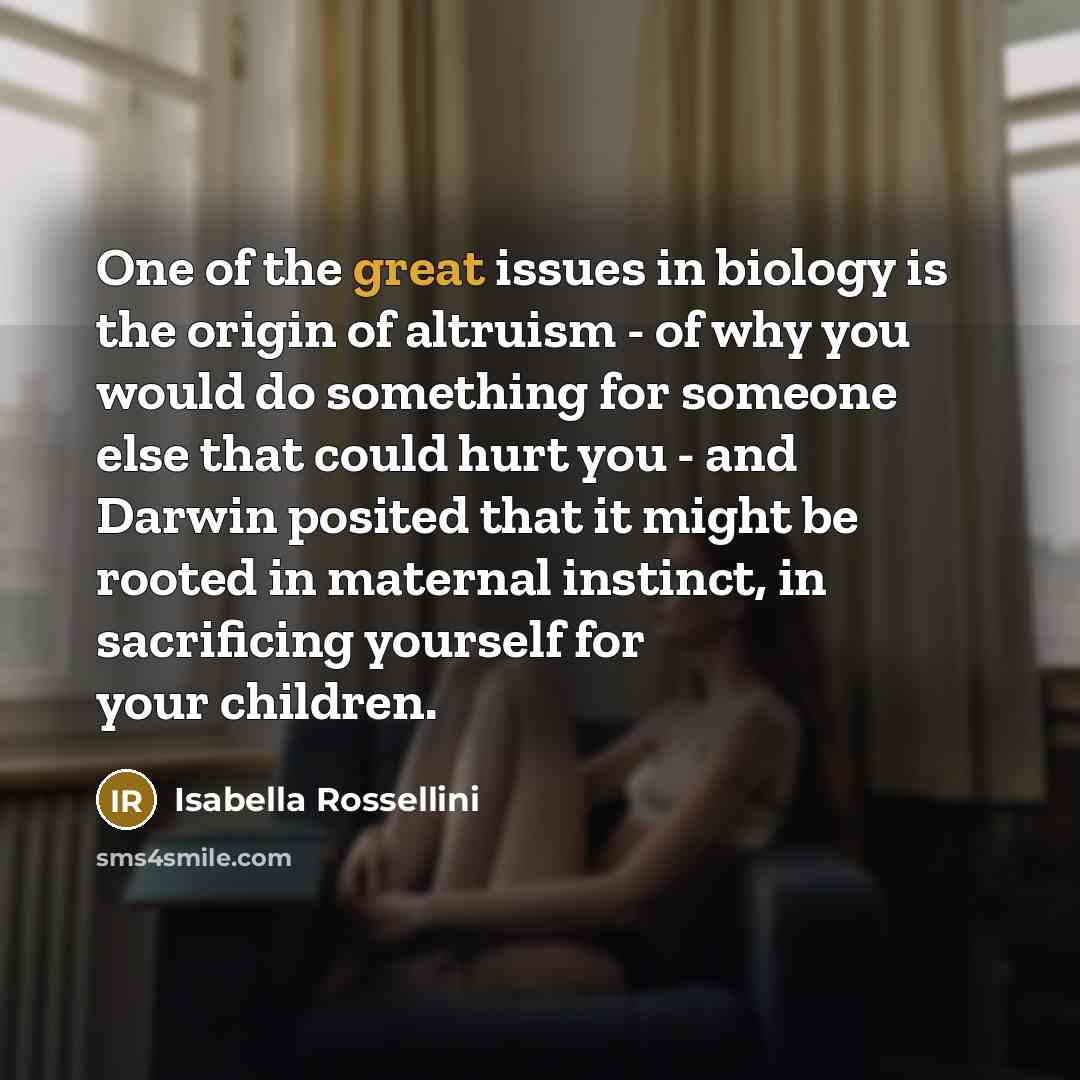 “One of the great issues in biology is the origin…” quote by Isabella Rossellini