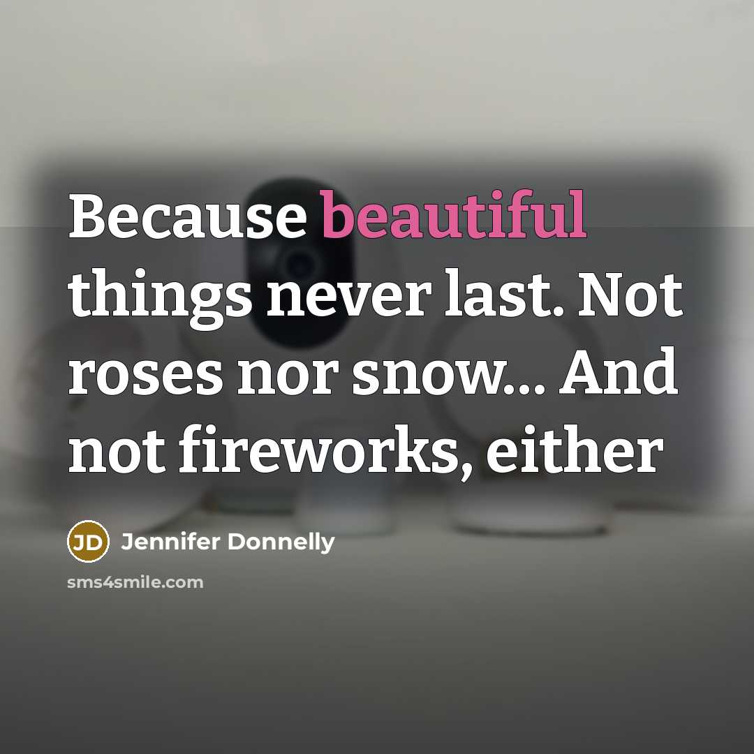 “Because beautiful things never last. Not roses nor snow… And…” quote by Jennifer Donnelly