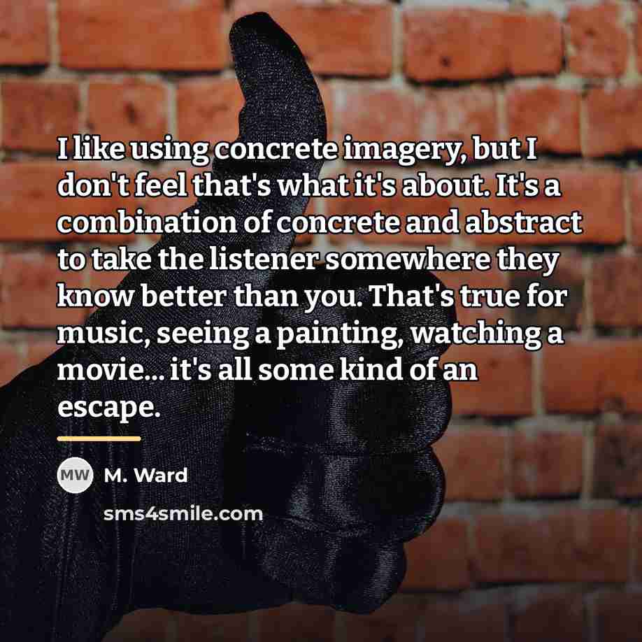 “I like using concrete imagery, but I don't feel that's…” quote by M. Ward