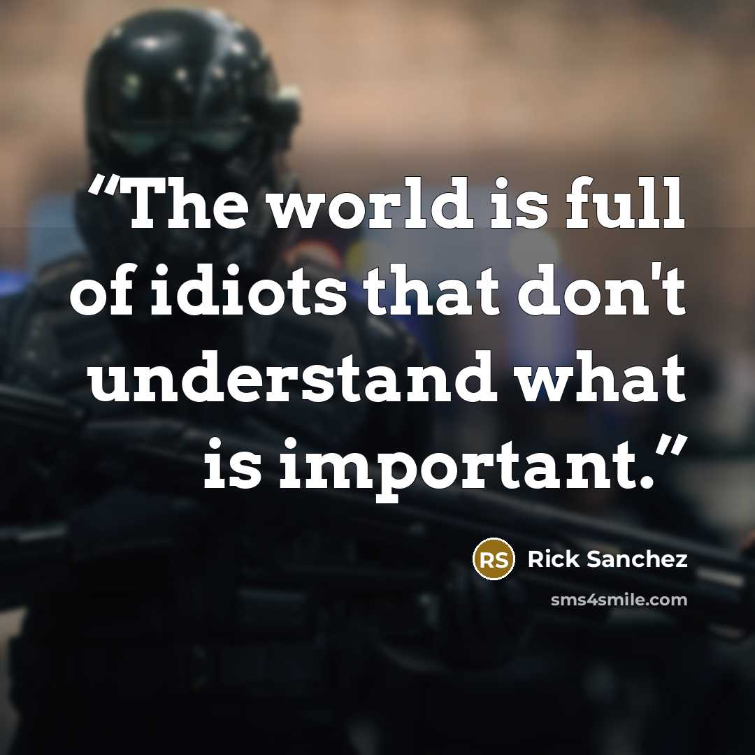 “The world is full of idiots that don't understand what is important.” quote by Rick Sanchez