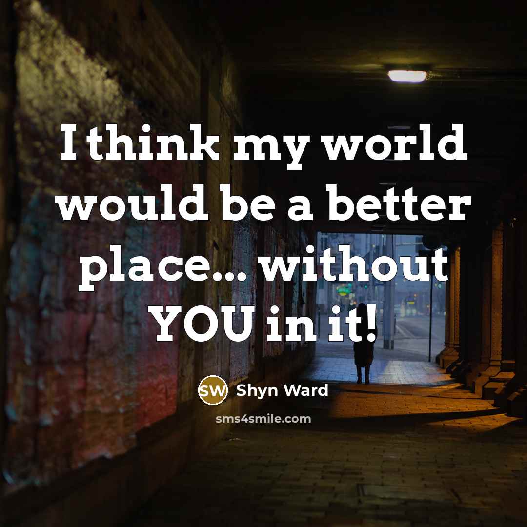 “I think my world would be a better place... without…” quote by Shyn Ward