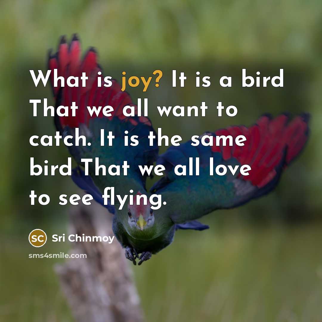 “What is joy? It is a bird That we all…” quote by Sri Chinmoy