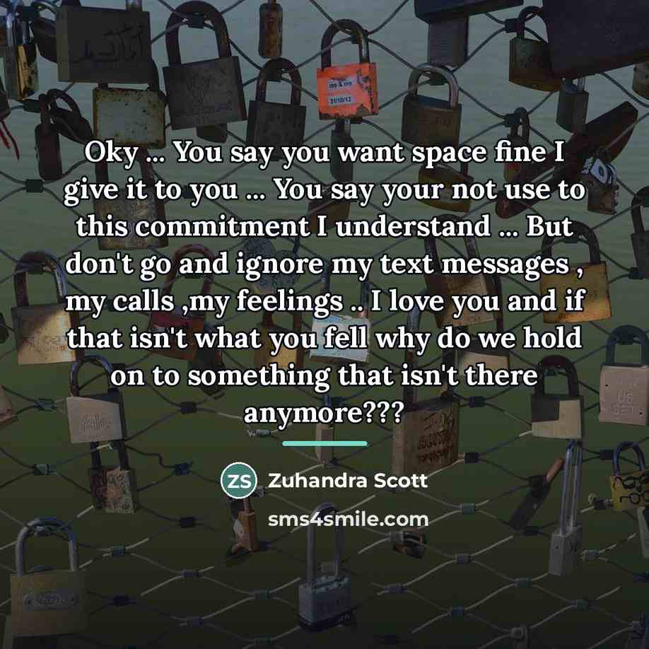 “Oky ... You say you want space fine I give…” quote by Zuhandra Scott