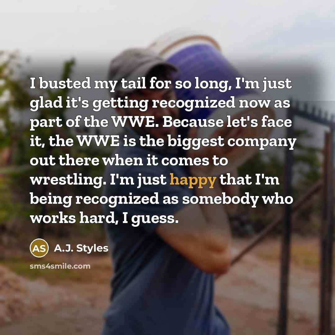 “I busted my tail for so long, I'm just glad…” quote by A.J. Styles