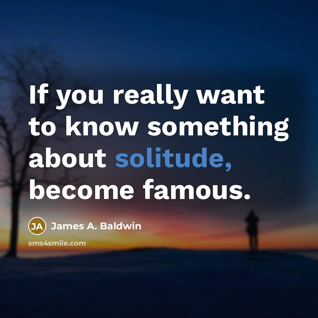 “If you really want to know something about solitude, become…” quote by James A. Baldwin
