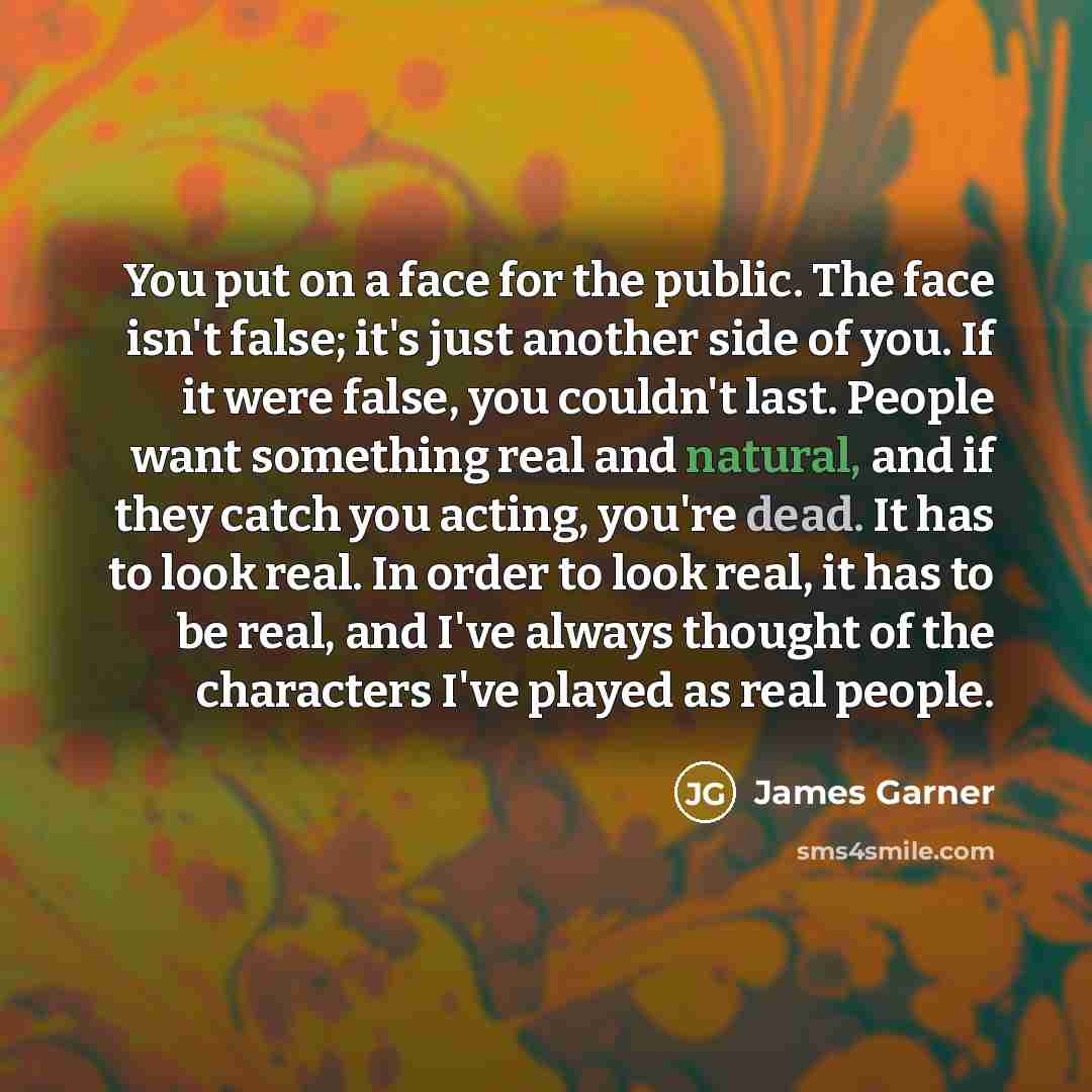 “You put on a face for the public. The face…” quote by James Garner