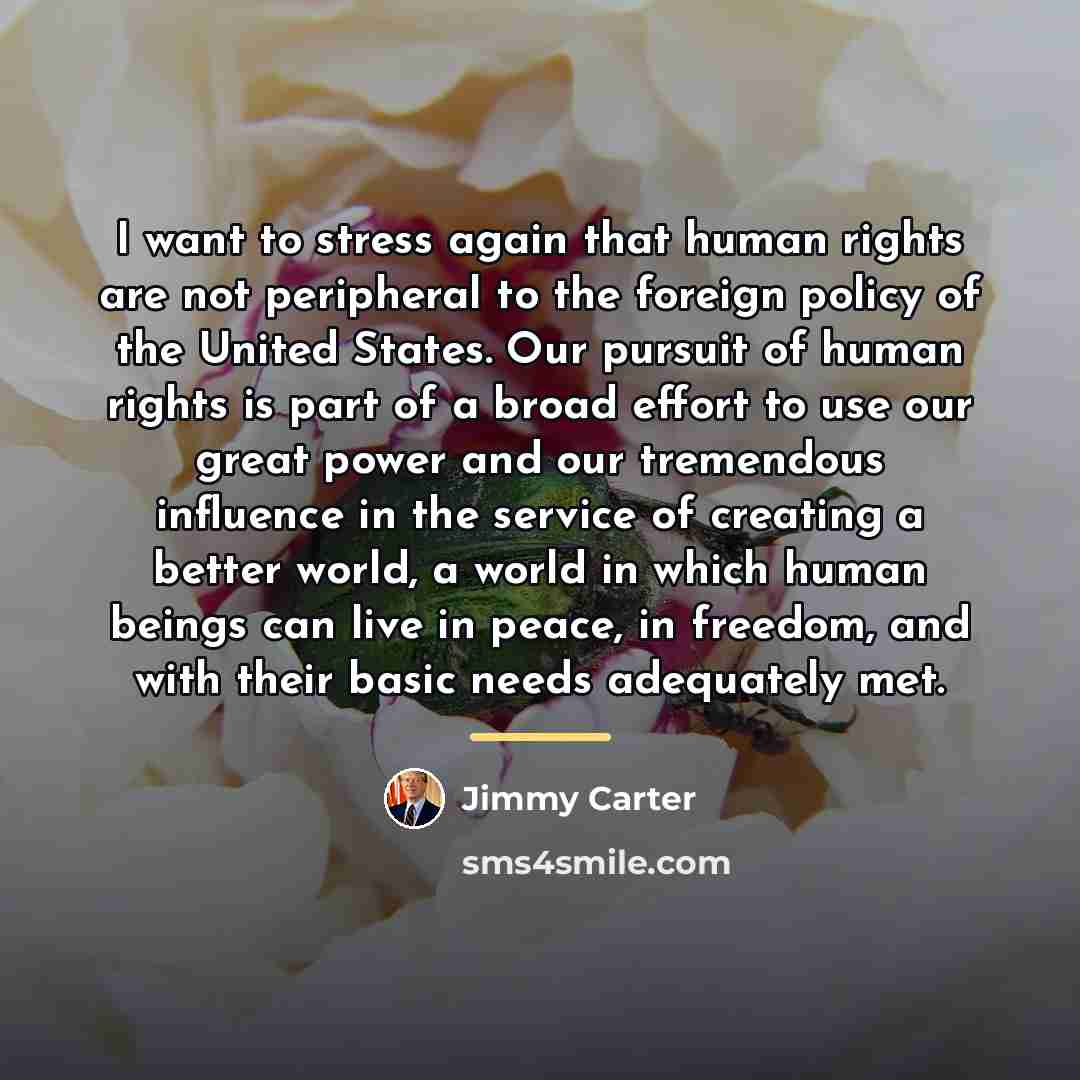“I want to stress again that human rights are not…” quote by Jimmy Carter