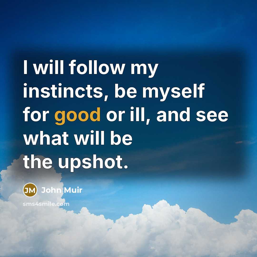 “I will follow my instincts, be myself for good or…” quote by John Muir
