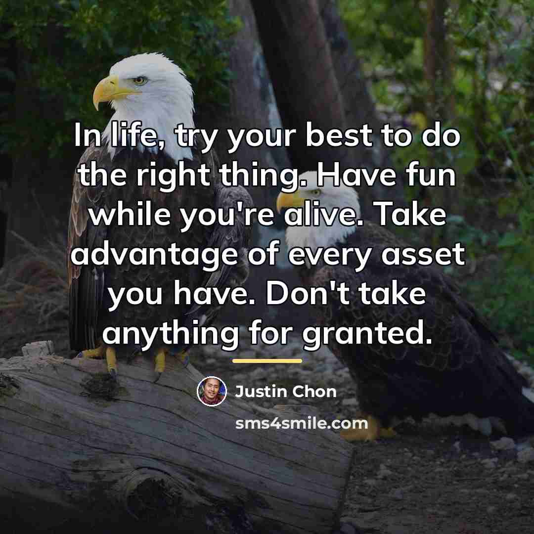 “In life, try your best to do the right thing.…” quote by Justin Chon