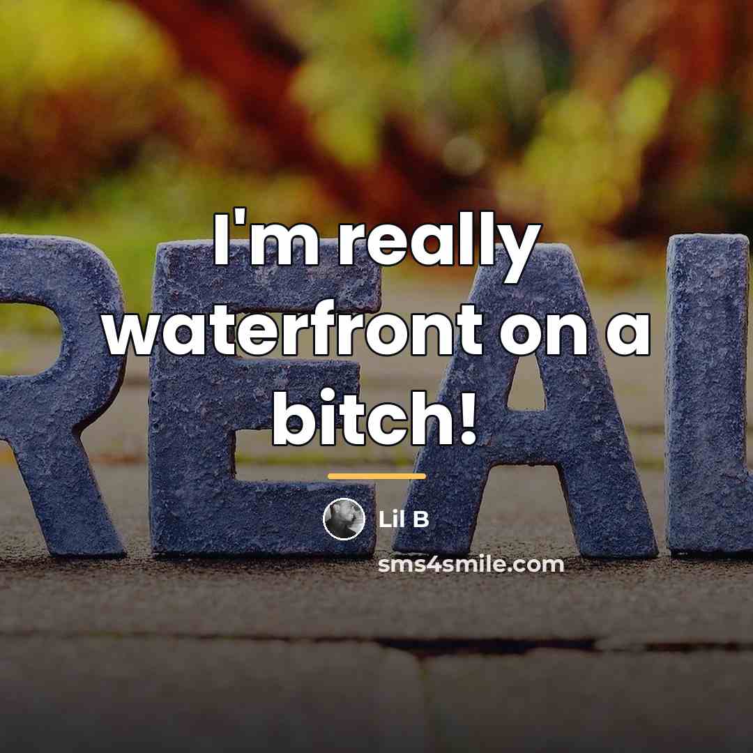 “I'm really waterfront on a bitch!…” quote by Lil B
