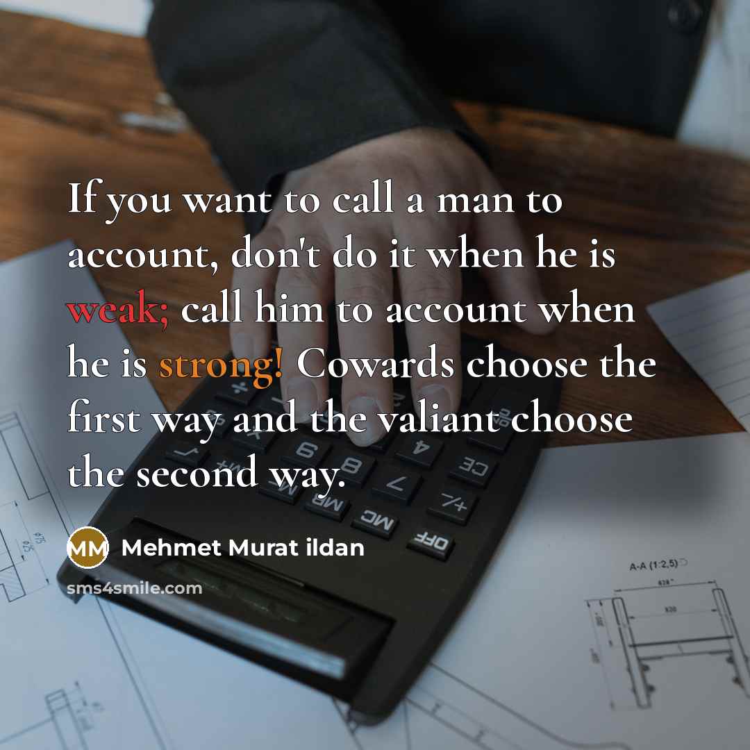 “If you want to call a man to account, don't…” quote by Mehmet Murat Ildan
