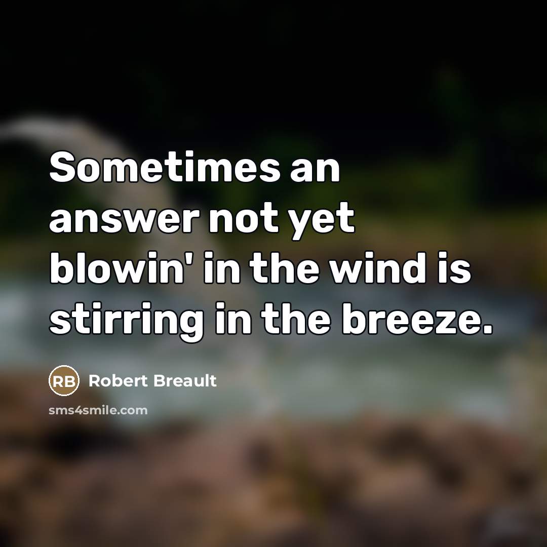 “Sometimes an answer not yet blowin' in the wind is…” quote by Robert Breault