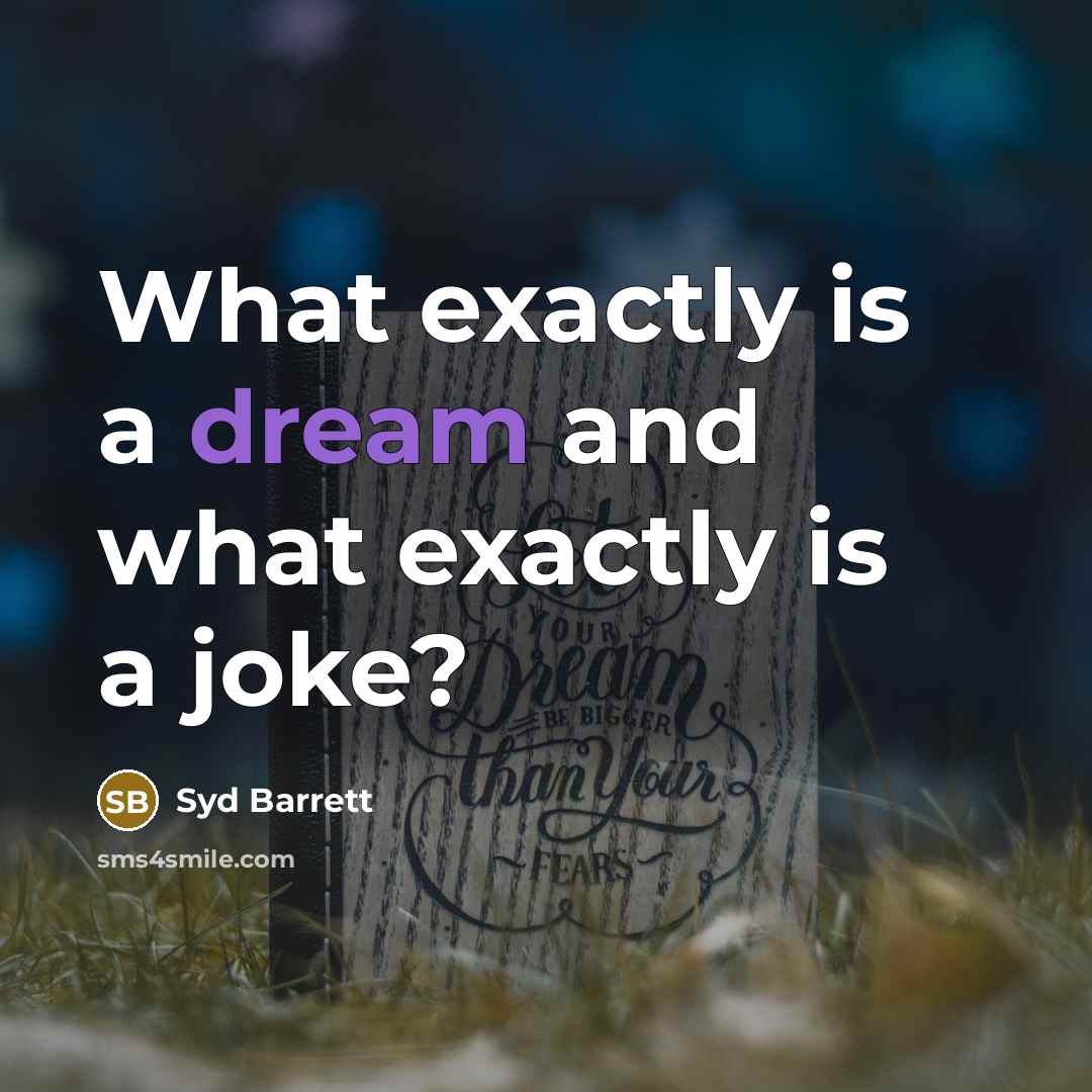 “What exactly is a dream and what exactly is a joke?” quote by Syd Barrett