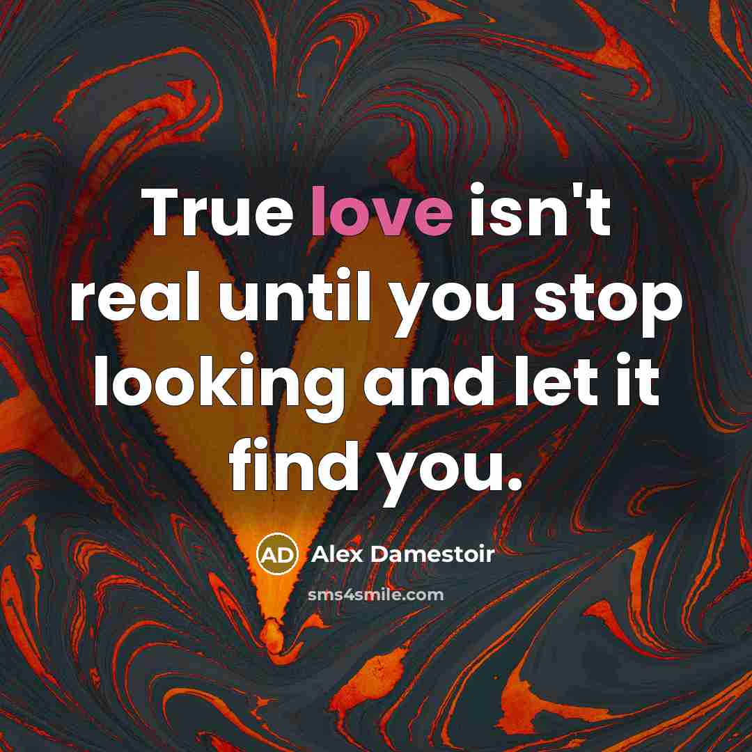 “True love isn't real until you stop looking and let…” quote by Alex Damestoir