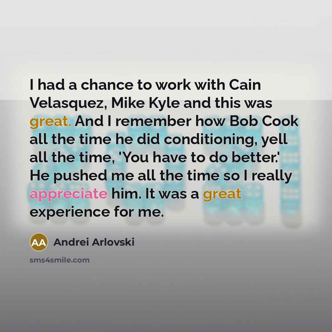 “I had a chance to work with Cain Velasquez, Mike…” quote by Andrei Arlovski
