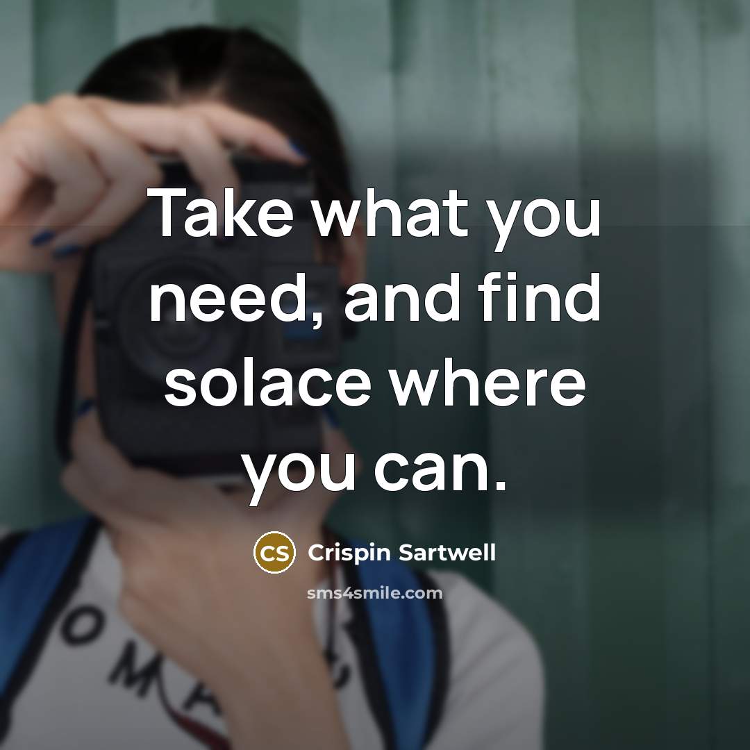 “Take what you need, and find solace where you can.…” quote by Crispin Sartwell