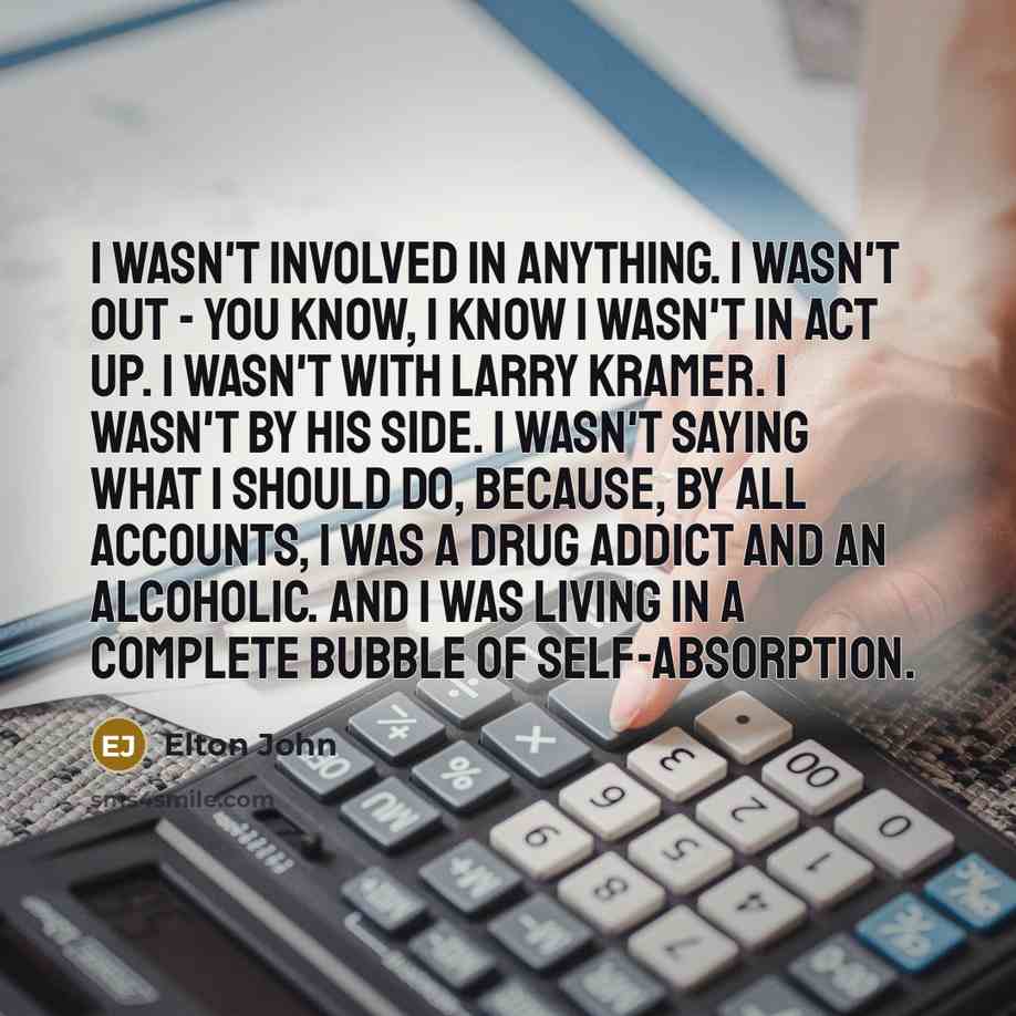 “I wasn't involved in anything. I wasn't out - you…” quote by Elton John