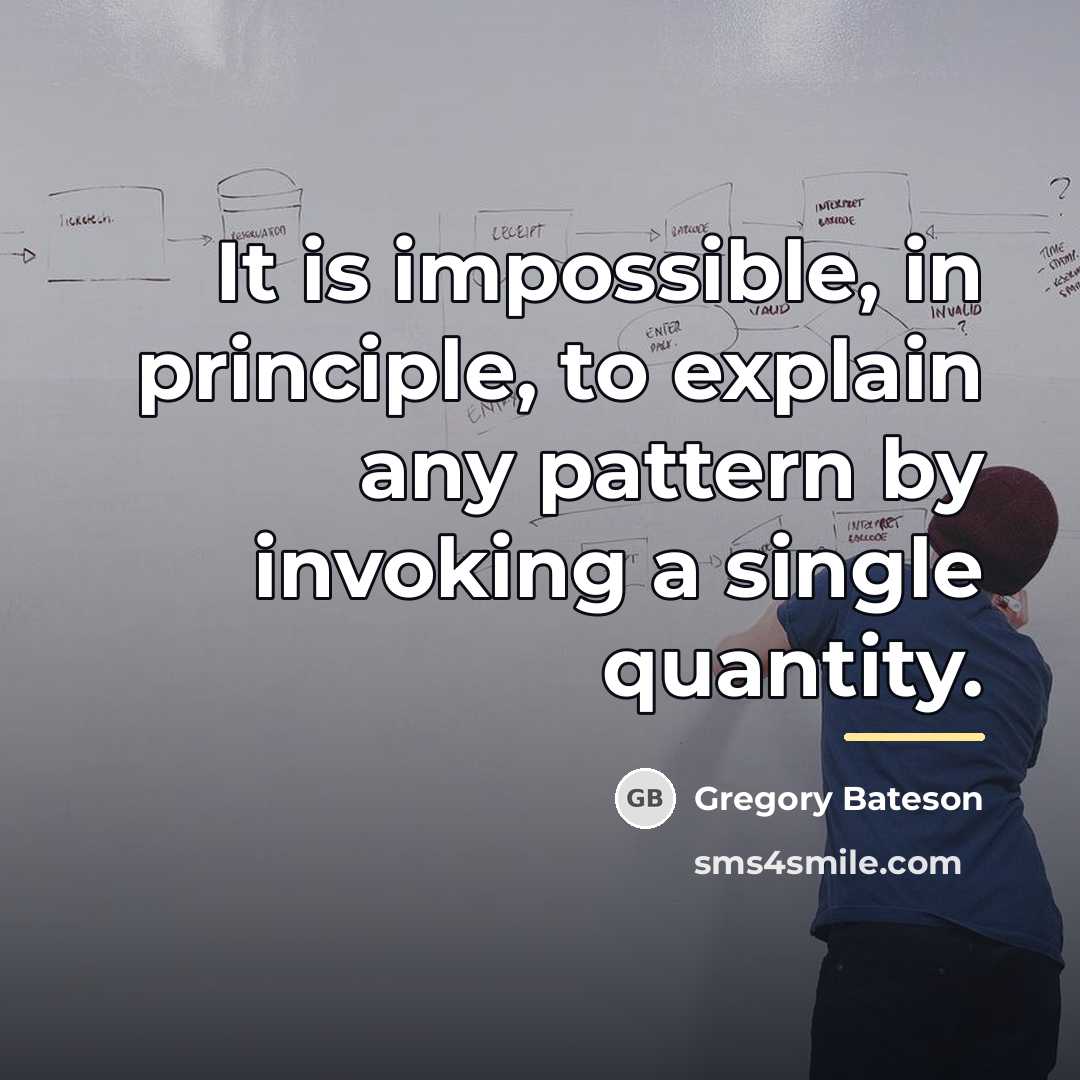 “It is impossible, in principle, to explain any pattern by…” quote by Gregory Bateson