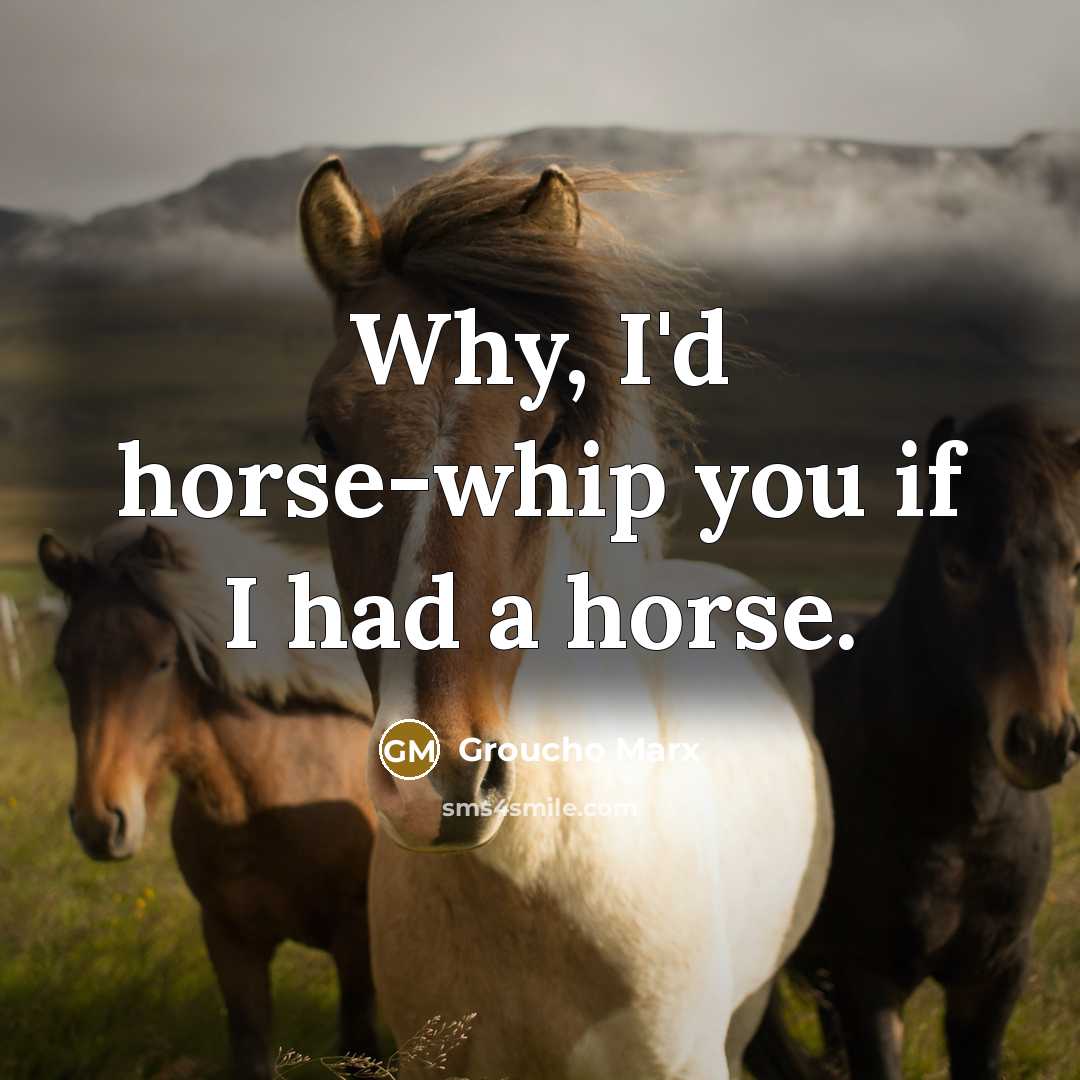 “Why, I'd horse-whip you if I had a horse.…” quote by Groucho Marx