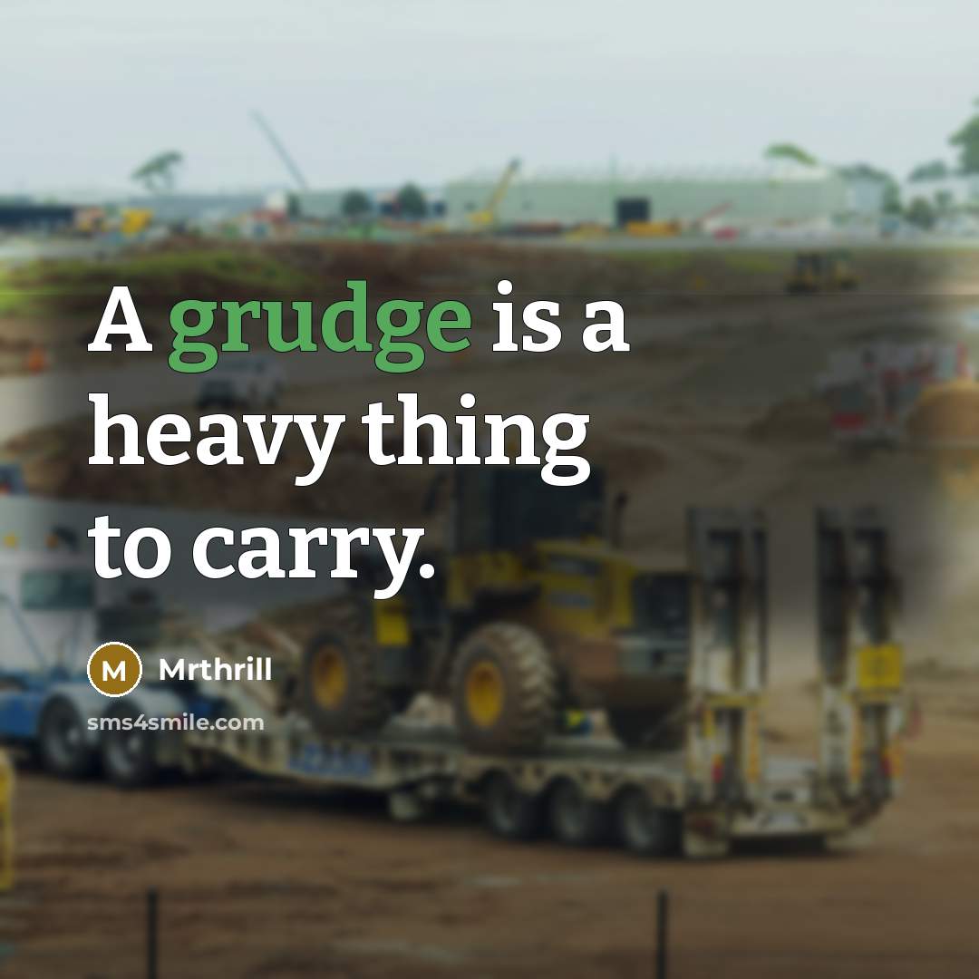 “A grudge is a heavy thing to carry.” quote by Mrthrill