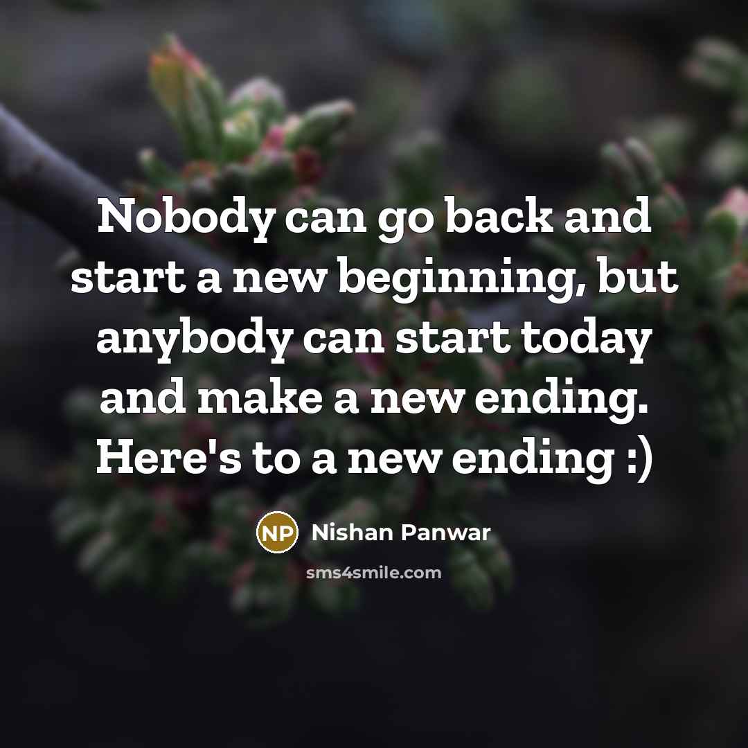 “Nobody can go back and start a new beginning, but anybody can start today and make a new ending. Here's to a new ending :)” quote by Nishan Panwar