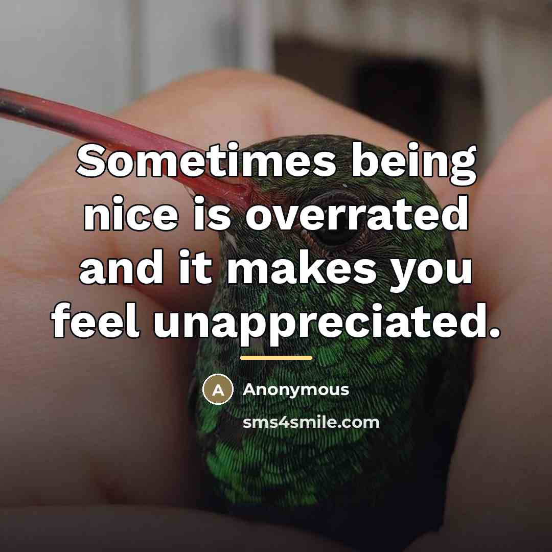 “Sometimes being nice is overrated and it makes you feel…” quote by Anonymous