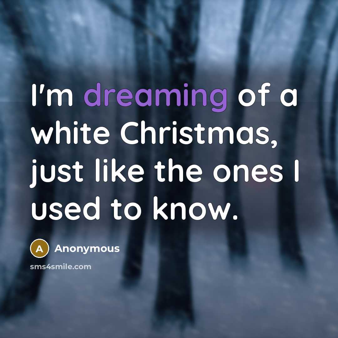 “I'm dreaming of a white Christmas, just like the ones…” quote by Anonymous
