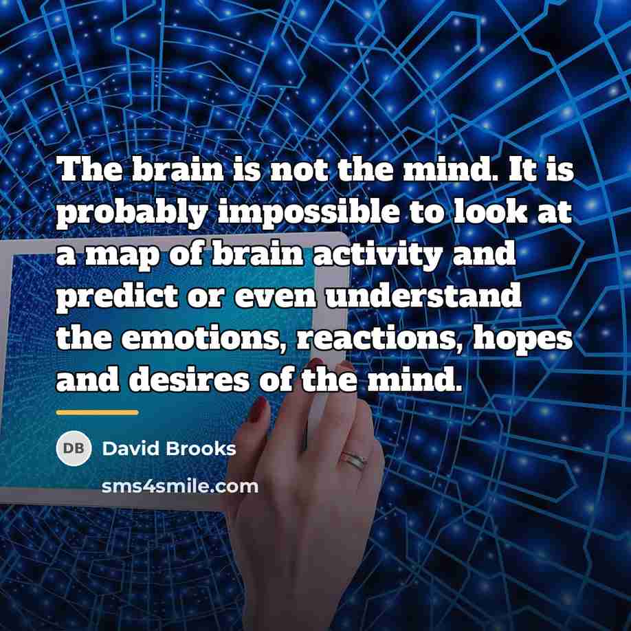 “The brain is not the mind. It is probably impossible…” quote by David Brooks