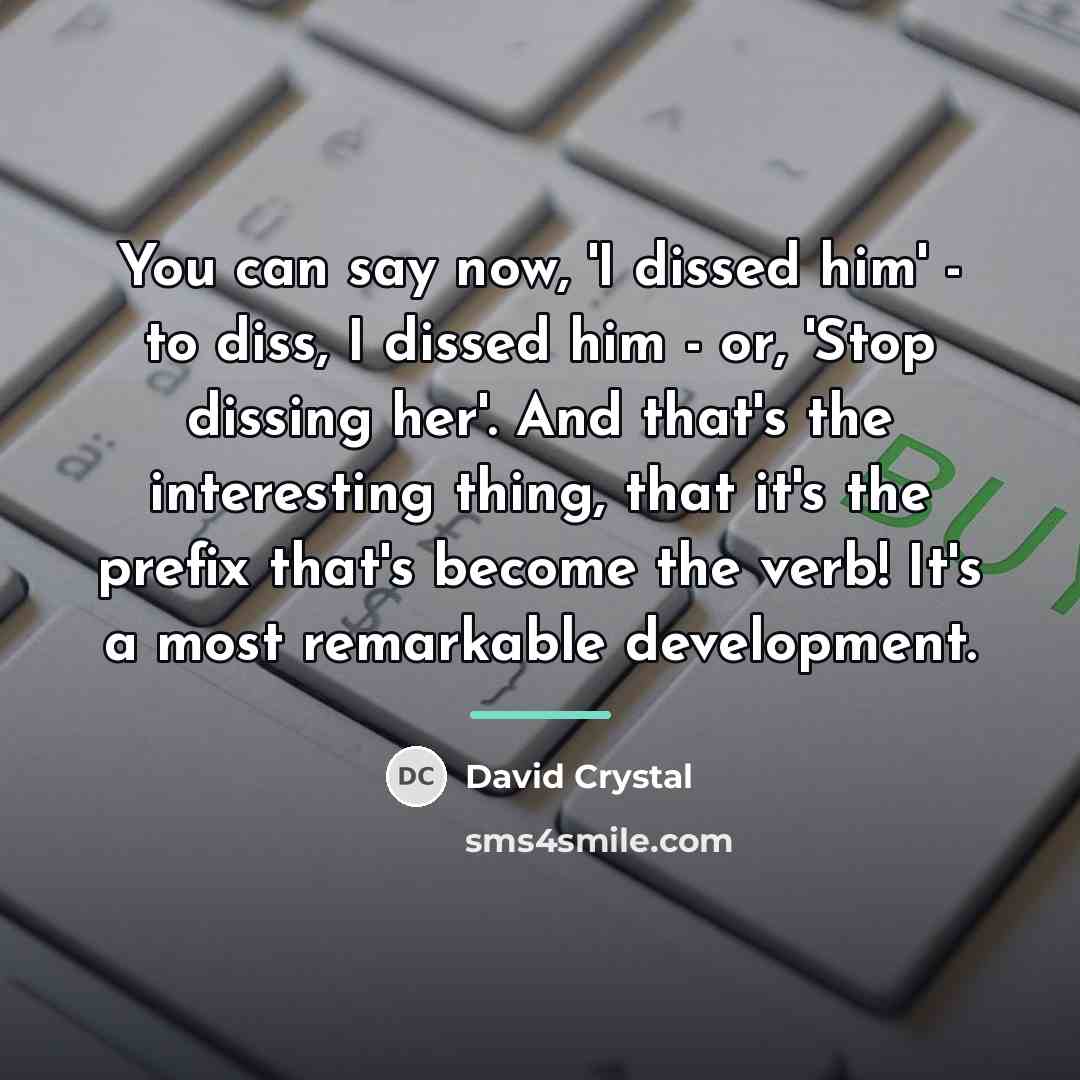 “You can say now, 'I dissed him' - to diss,…” quote by David Crystal