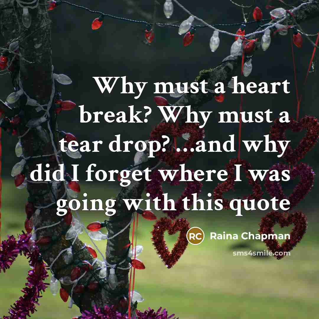 “Why must a heart break? Why must a tear drop?…” quote by Raina Chapman