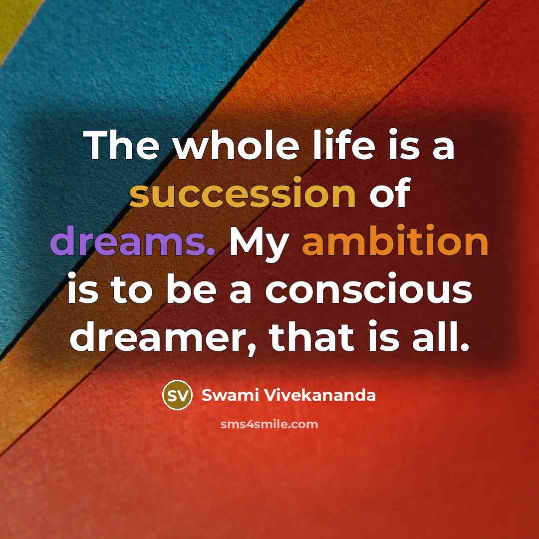 “The whole life is a succession of dreams. My ambition…” quote by Swami Vivekananda