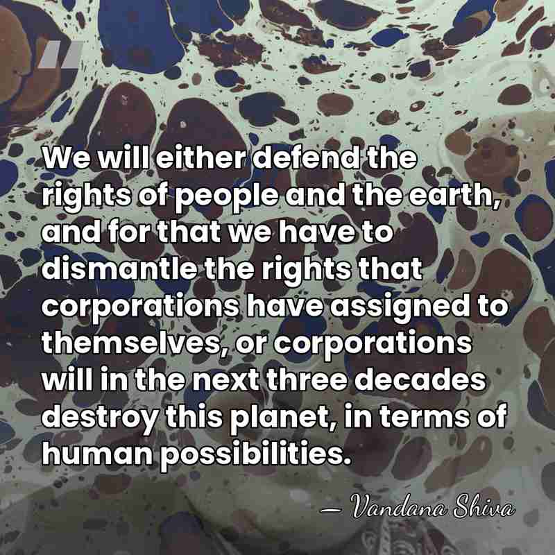 We will either defend the rights of people and the earth, and&hellip; - Vandana Shiva