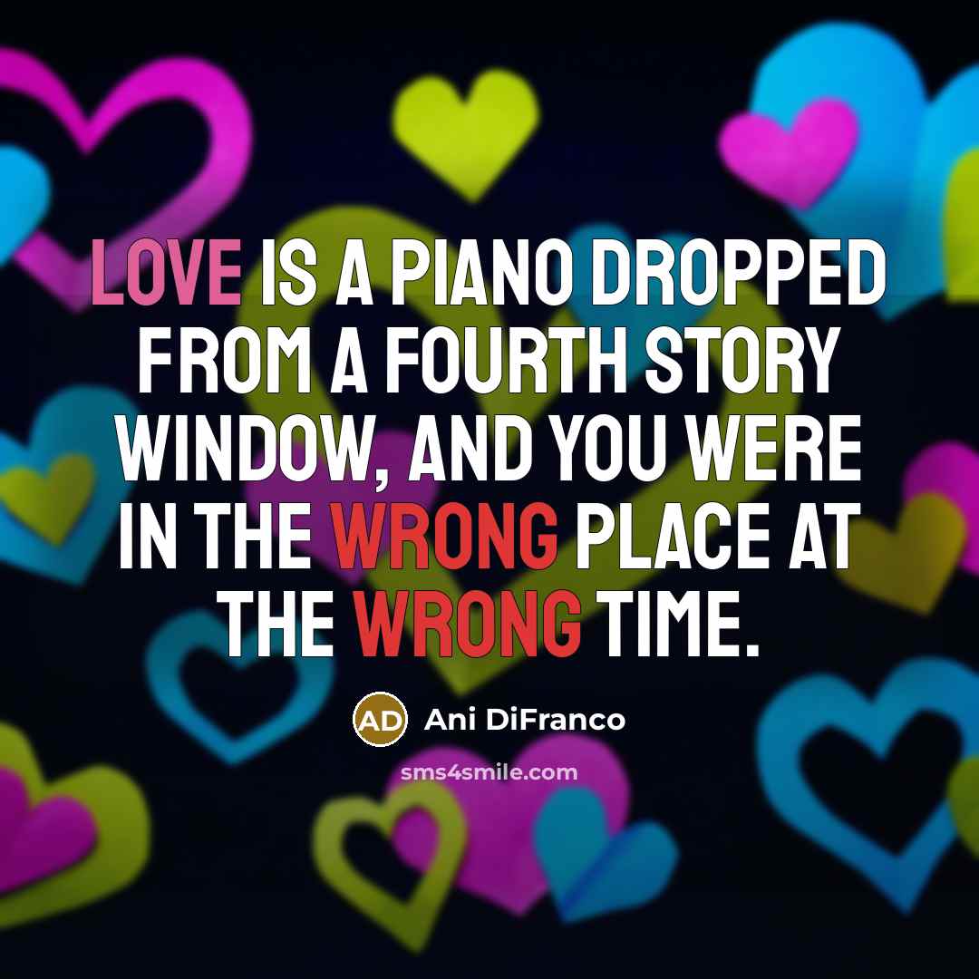 “Love is a piano dropped from a fourth story window,…” quote by Ani DiFranco