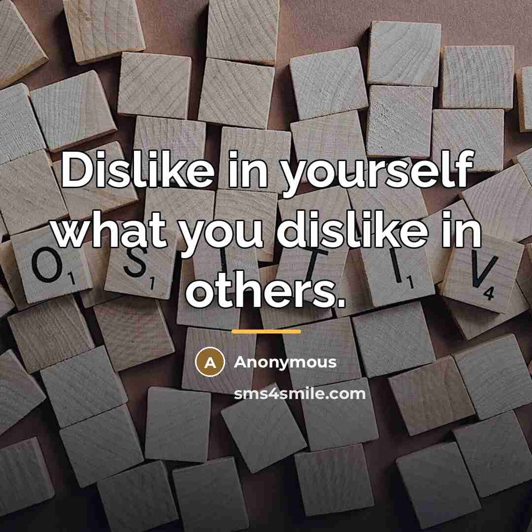 “Dislike in yourself what you dislike in others.…” quote by Anonymous