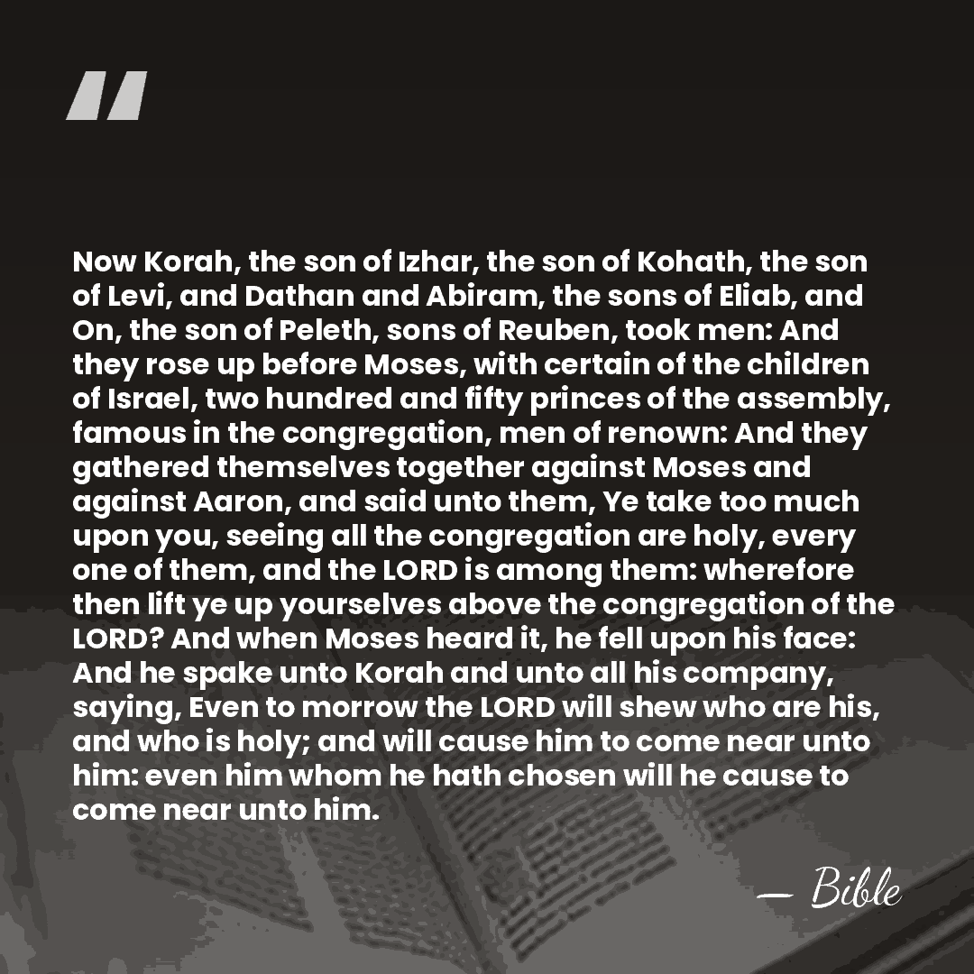 Now Korah, the son of Izhar, the son of Kohath, the son&hellip; - Bible