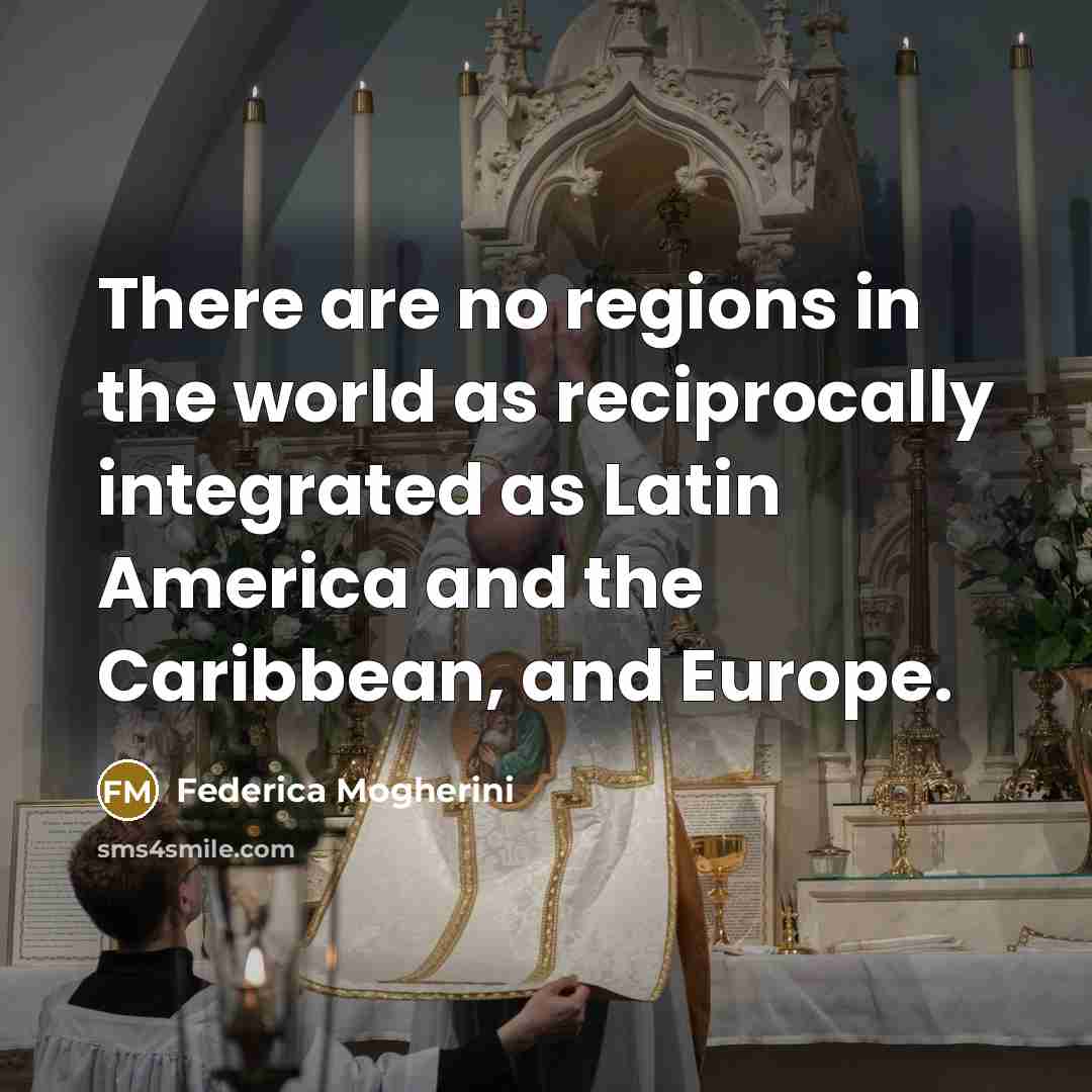“There are no regions in the world as reciprocally integrated…” quote by Federica Mogherini