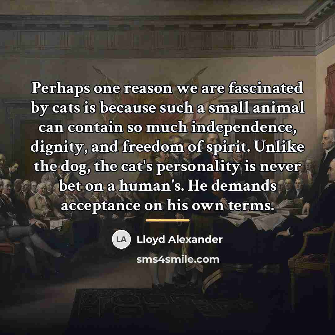 “Perhaps one reason we are fascinated by cats is because…” quote by Lloyd Alexander