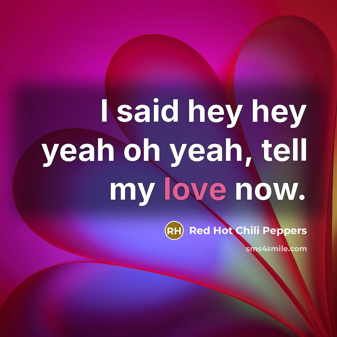 “I said hey hey yeah oh yeah, tell my love…” quote by Red Hot Chili Peppers