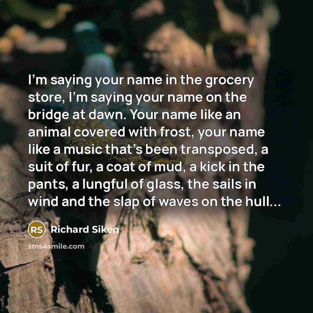 “I’m saying your name in the grocery store, I’m saying…” quote by Richard Siken