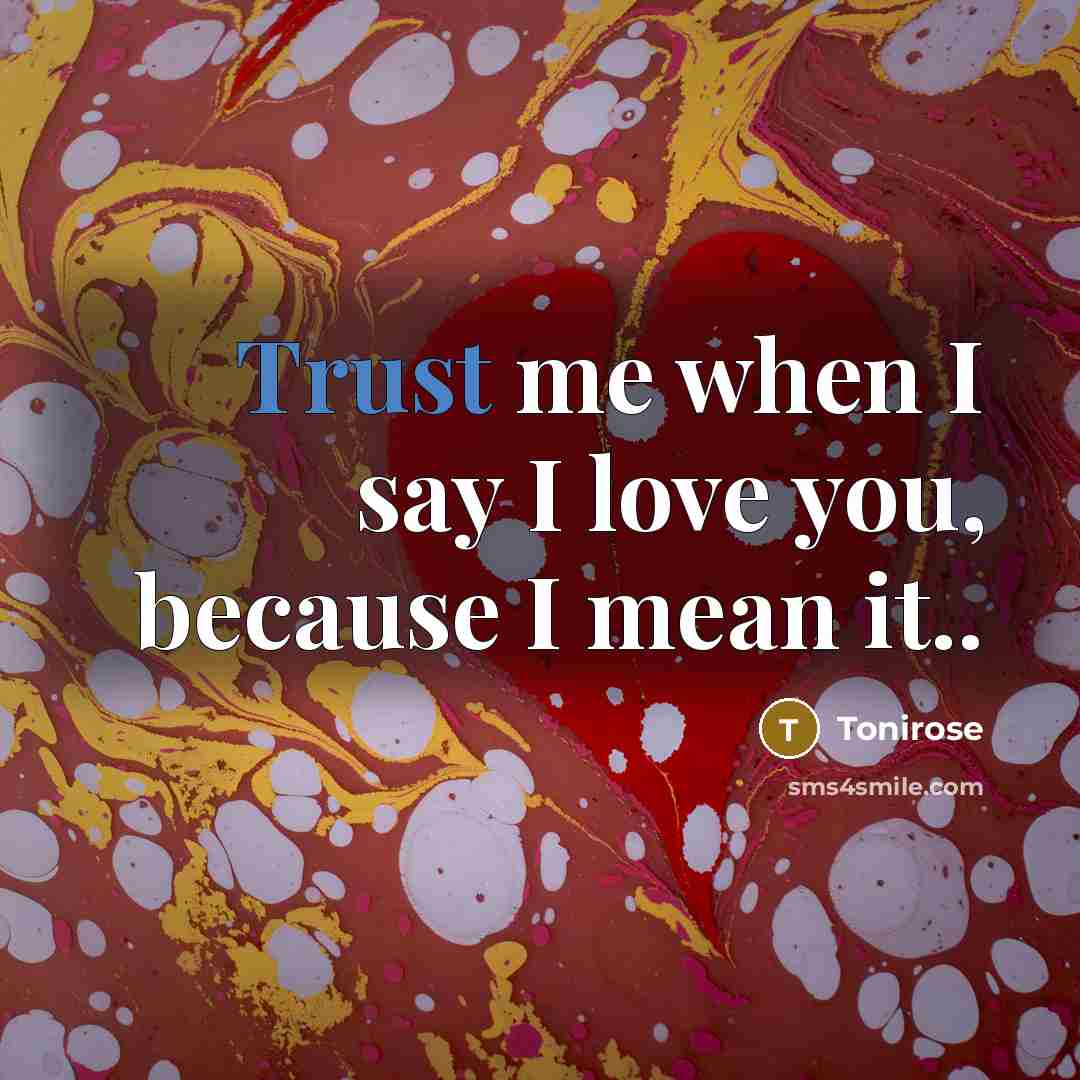 “Trust me when I say I love you, because I…” quote by Tonirose