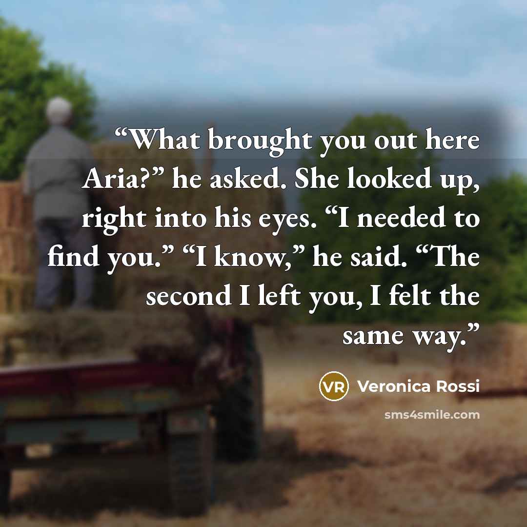 “What brought you out here Aria?” he asked. She looked up, right into his eyes. “I needed to find you.” “I know,” he said. “The second I left you, I felt the same way.” quote by Veronica Rossi