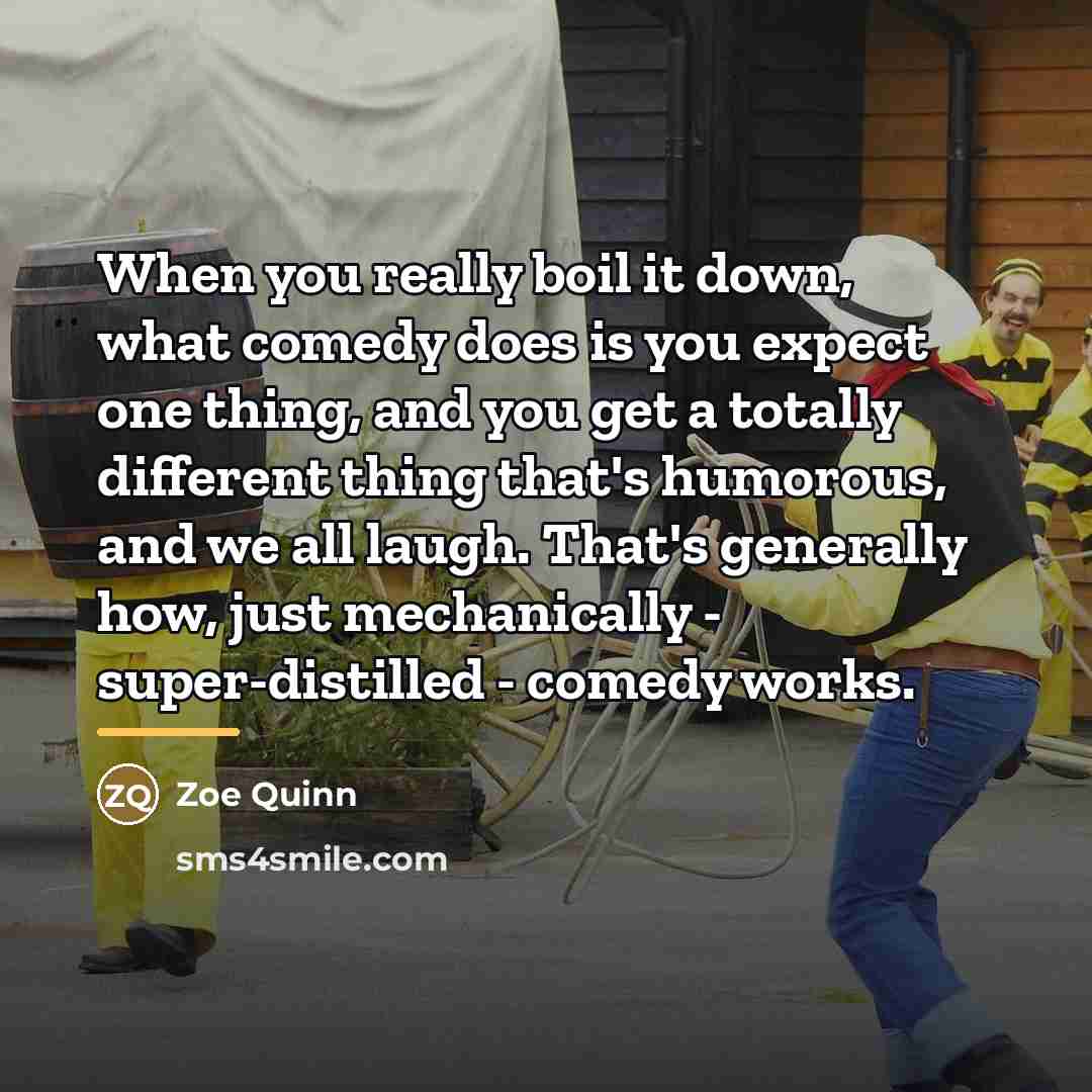 “When you really boil it down, what comedy does is…” quote by Zoe Quinn
