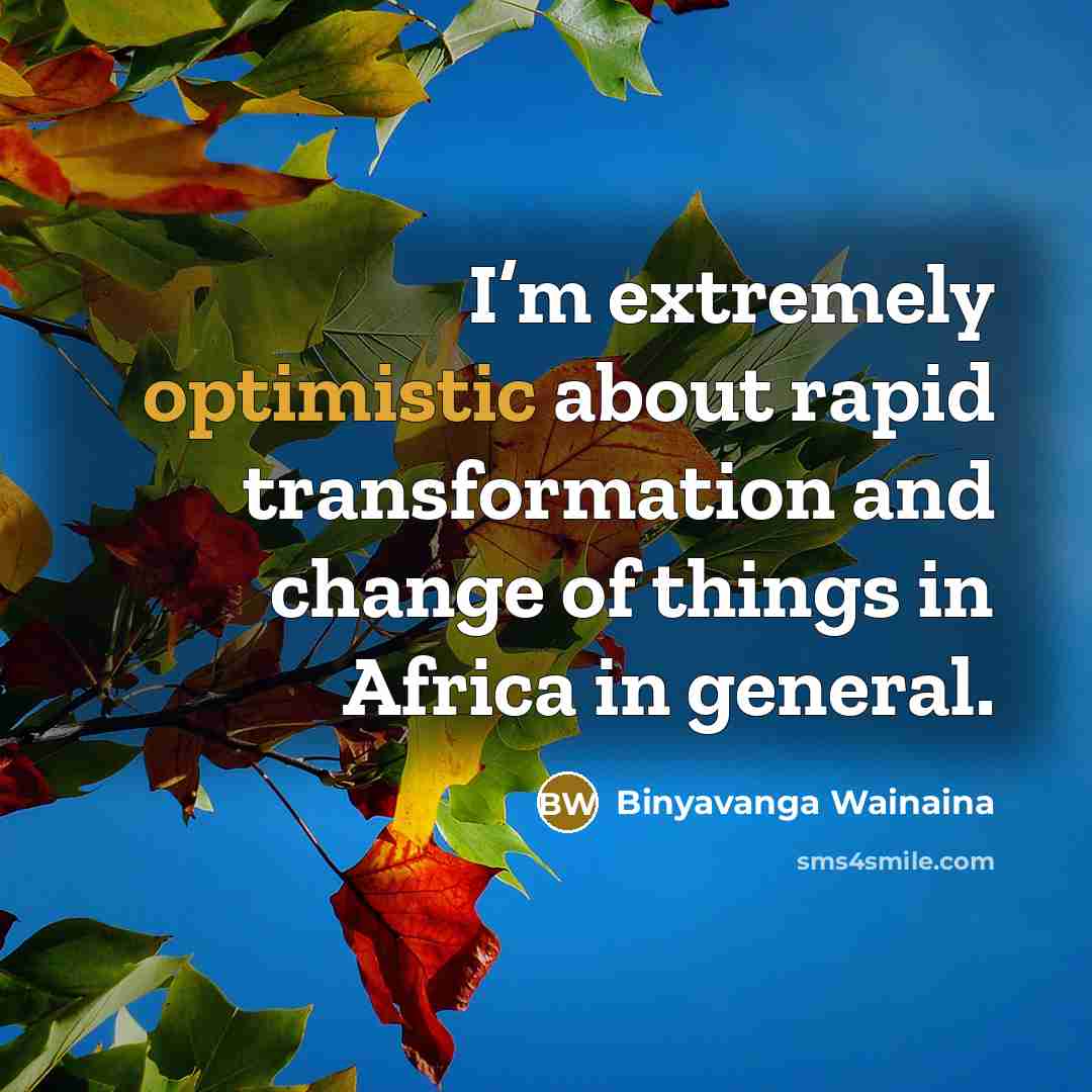 “I’m extremely optimistic about rapid transformation and change of things…” quote by Binyavanga Wainaina