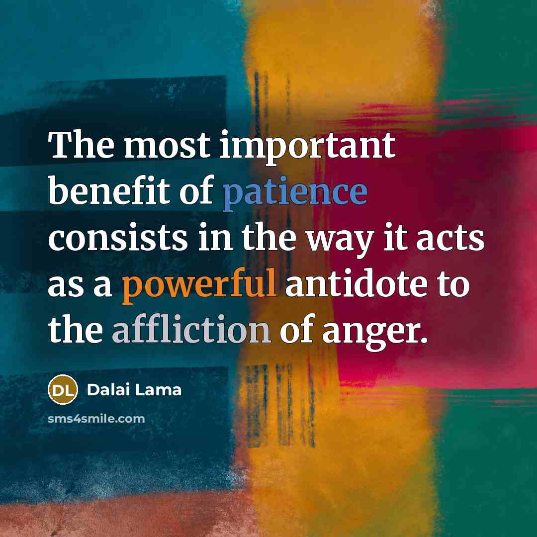 “The most important benefit of patience consists in the way…” quote by Dalai Lama