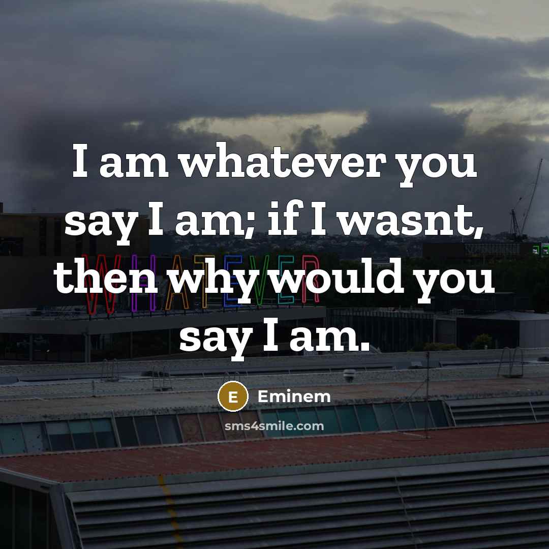 “I am whatever you say I am; if I wasnt,…” quote by Eminem