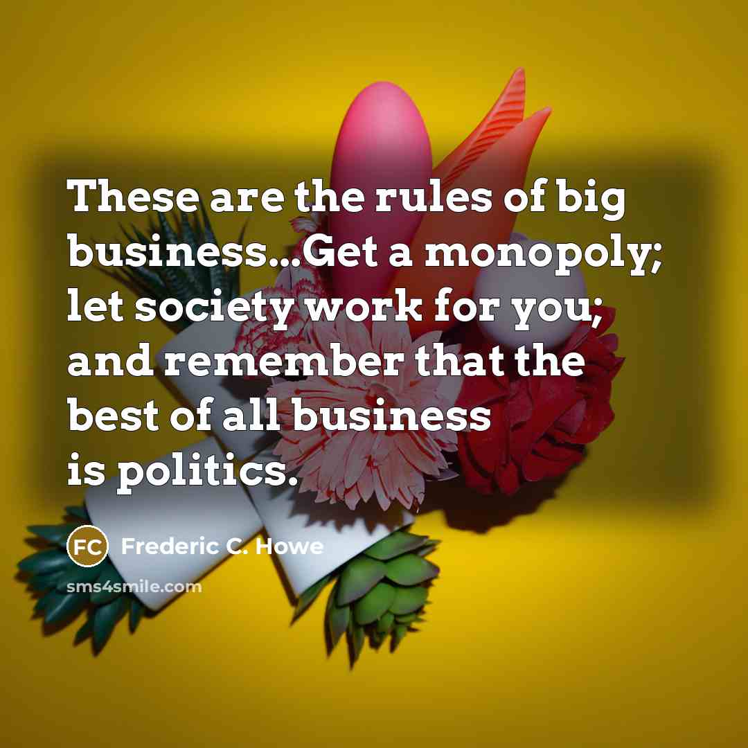 “These are the rules of big business...Get a monopoly; let…” quote by Frederic C. Howe