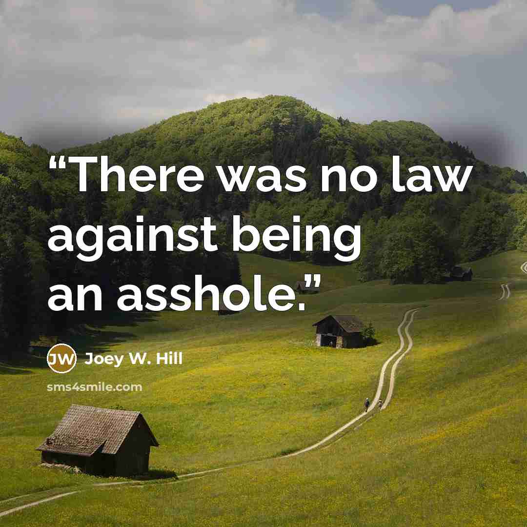 “There was no law against being an asshole.” quote by Joey W. Hill
