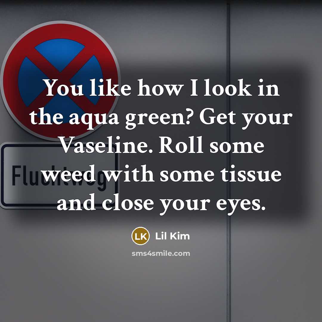 “You like how I look in the aqua green? Get…” quote by Lil Kim