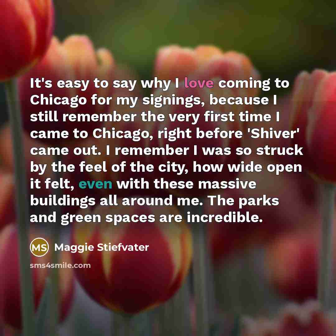 “It's easy to say why I love coming to Chicago…” quote by Maggie Stiefvater