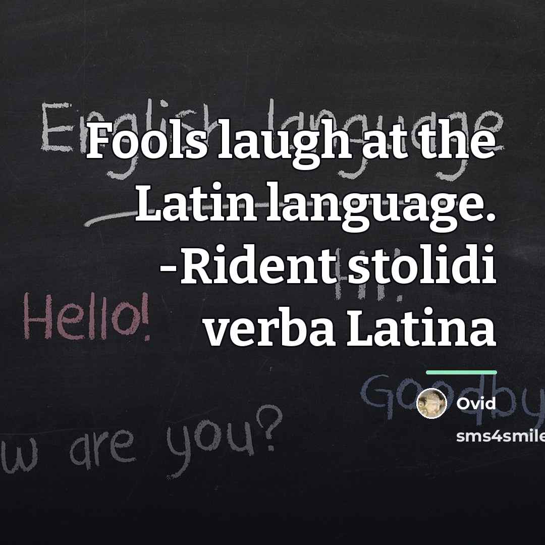“Fools laugh at the Latin language. -Rident stolidi verba Latina…” quote by Ovid